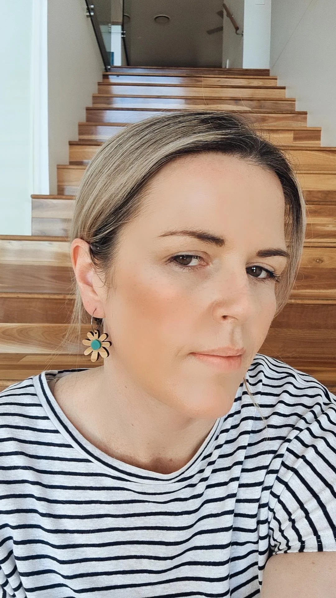Bamboo Flower hoops - Teal
