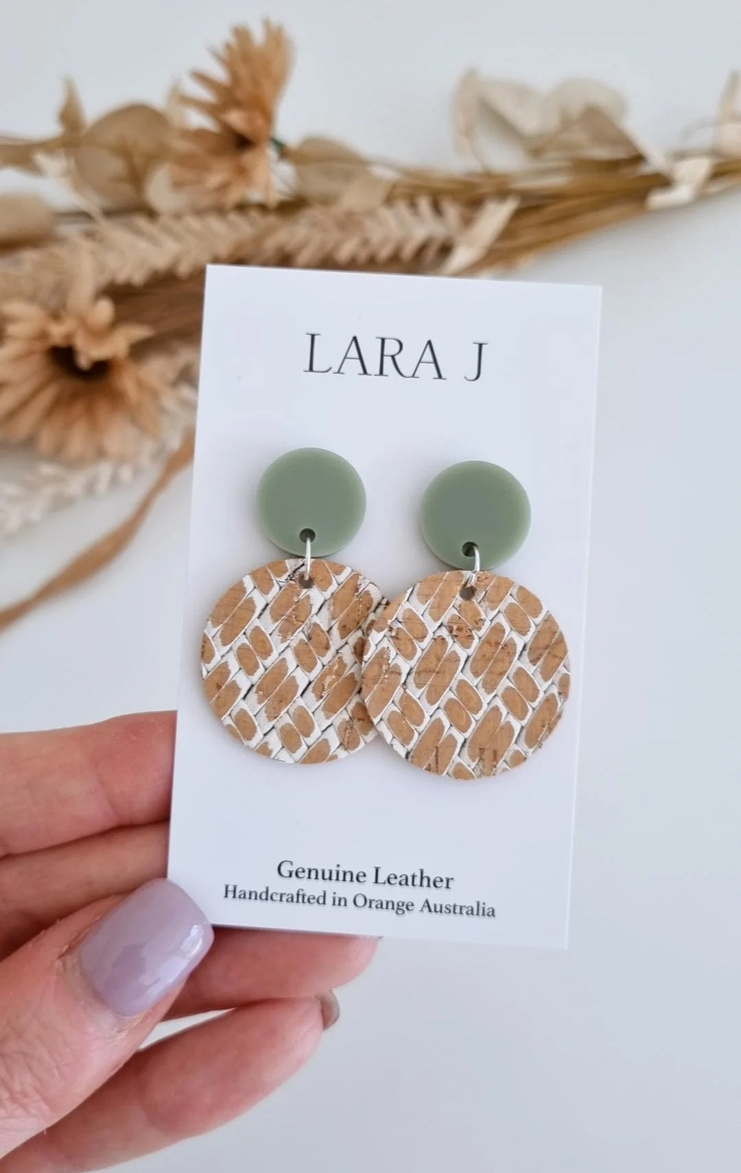 Weave Leather Dangles- Khaki Top