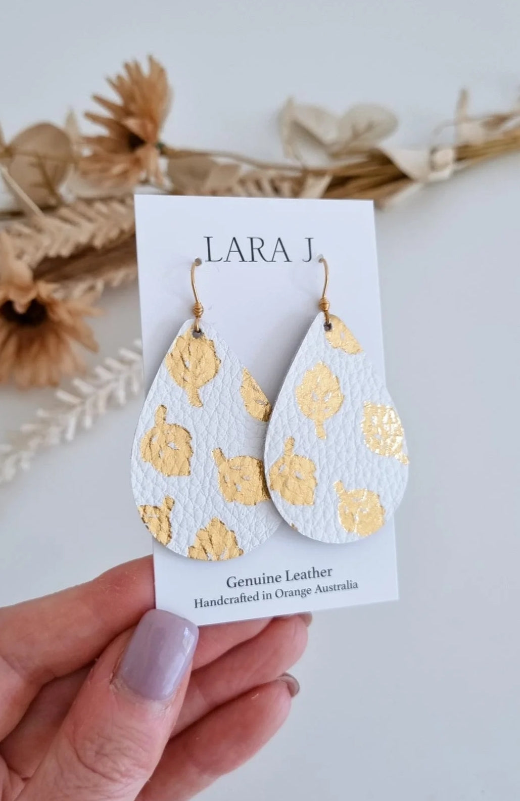Gold Leaf Leather Earrings