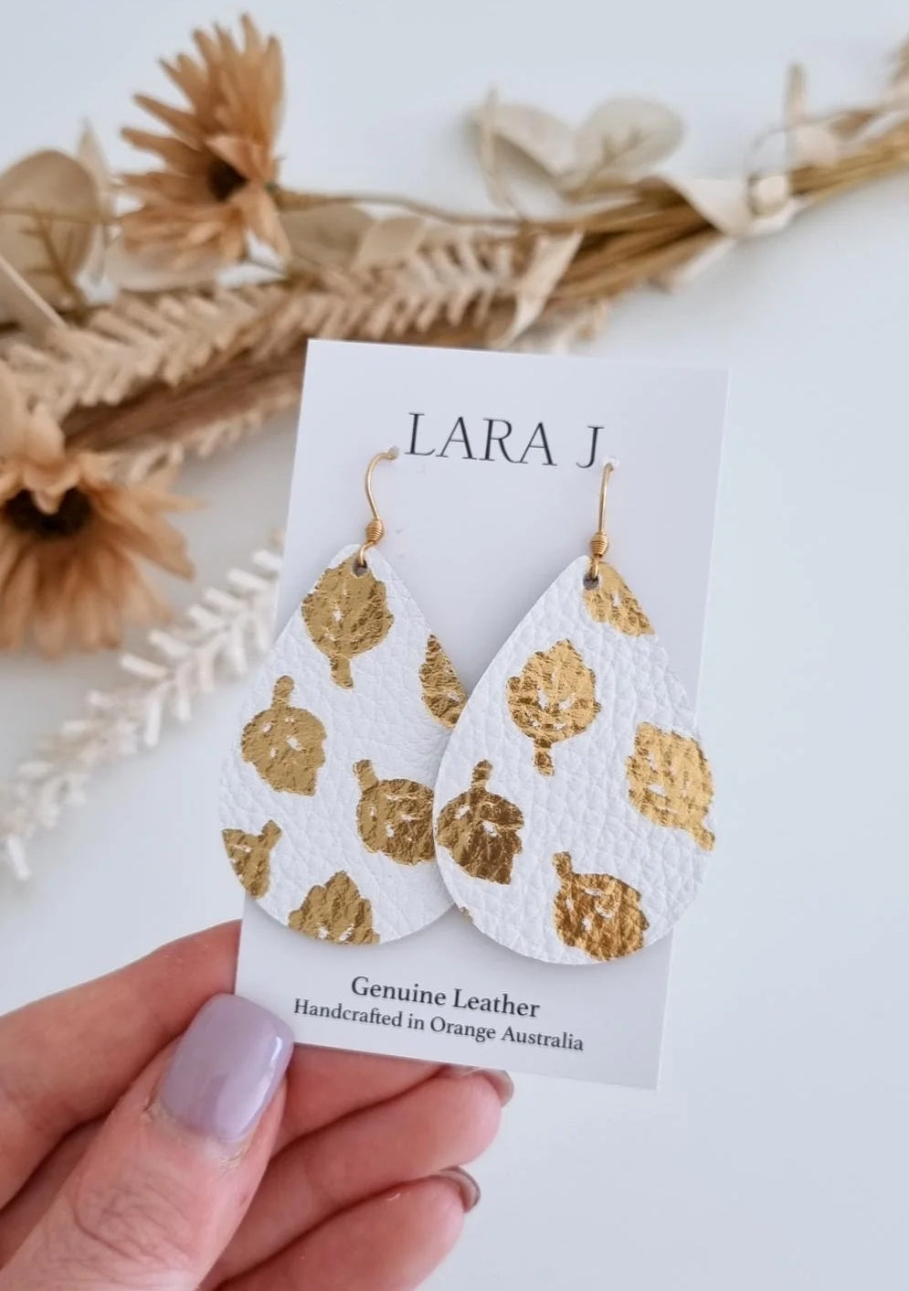 Gold Leaf Leather Earrings
