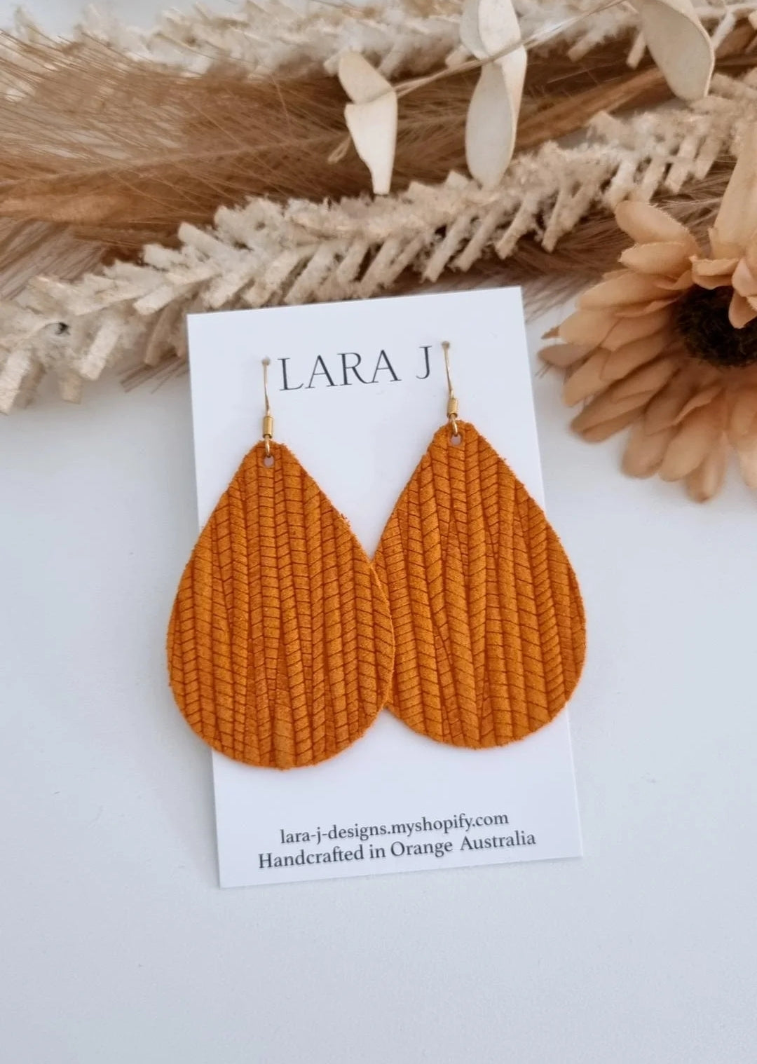 Burnt Orange Leather Earrings