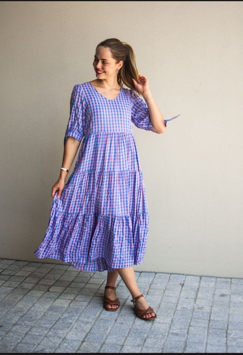 Delilah Dress - Blue/Pink