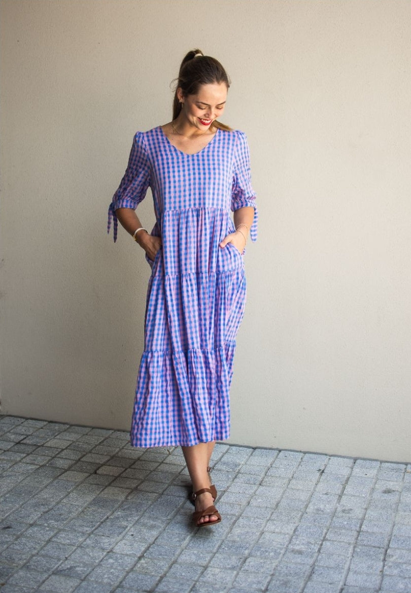 Delilah Dress - Blue/Pink