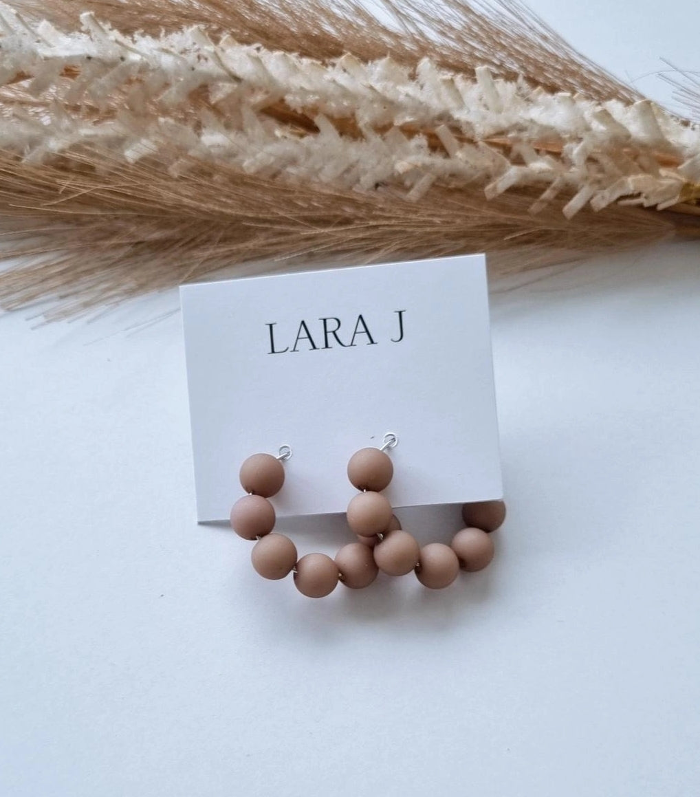Regular Bead Hoop - Taupe