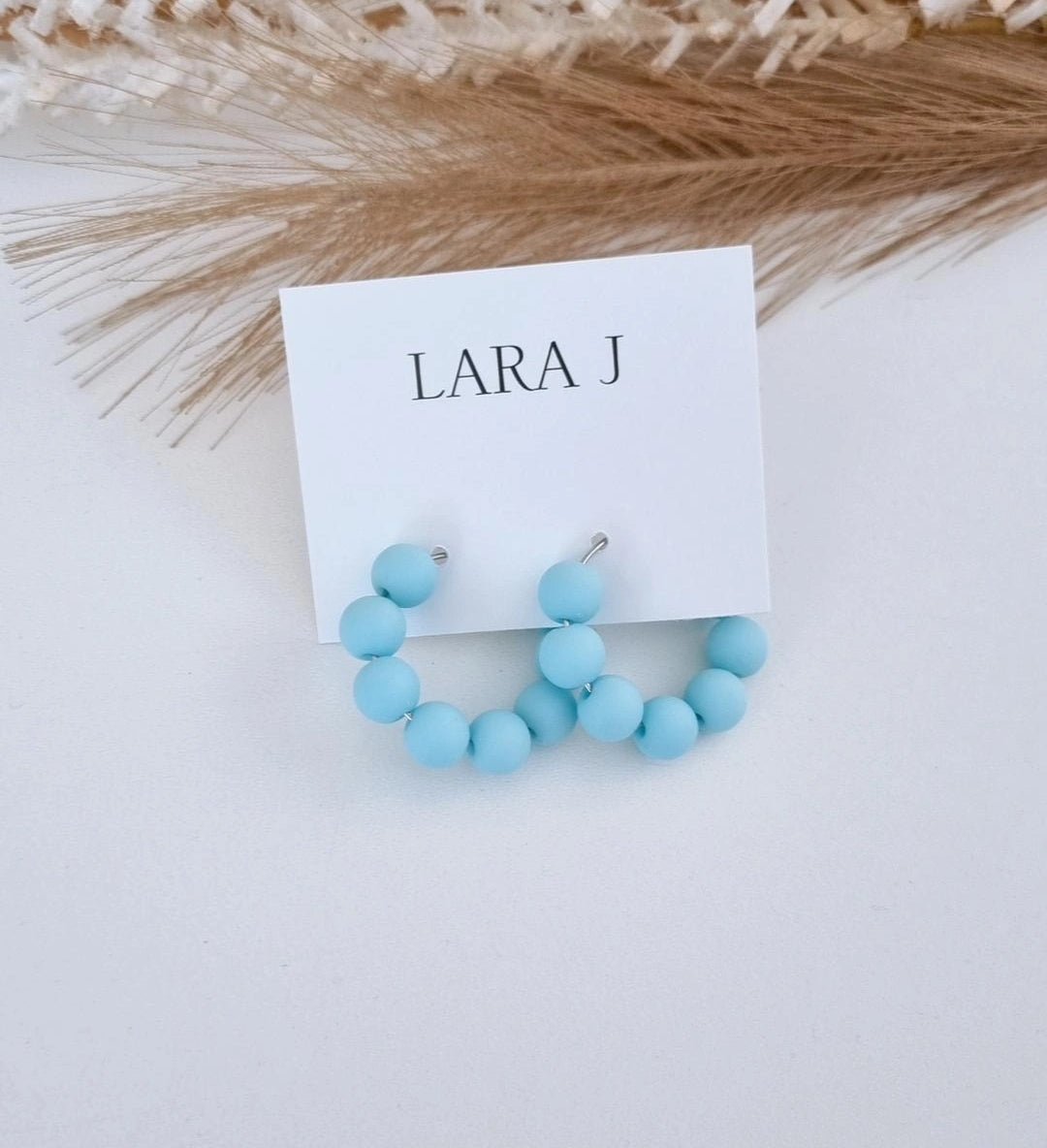 Regular Bead Hoop - Baby Blue