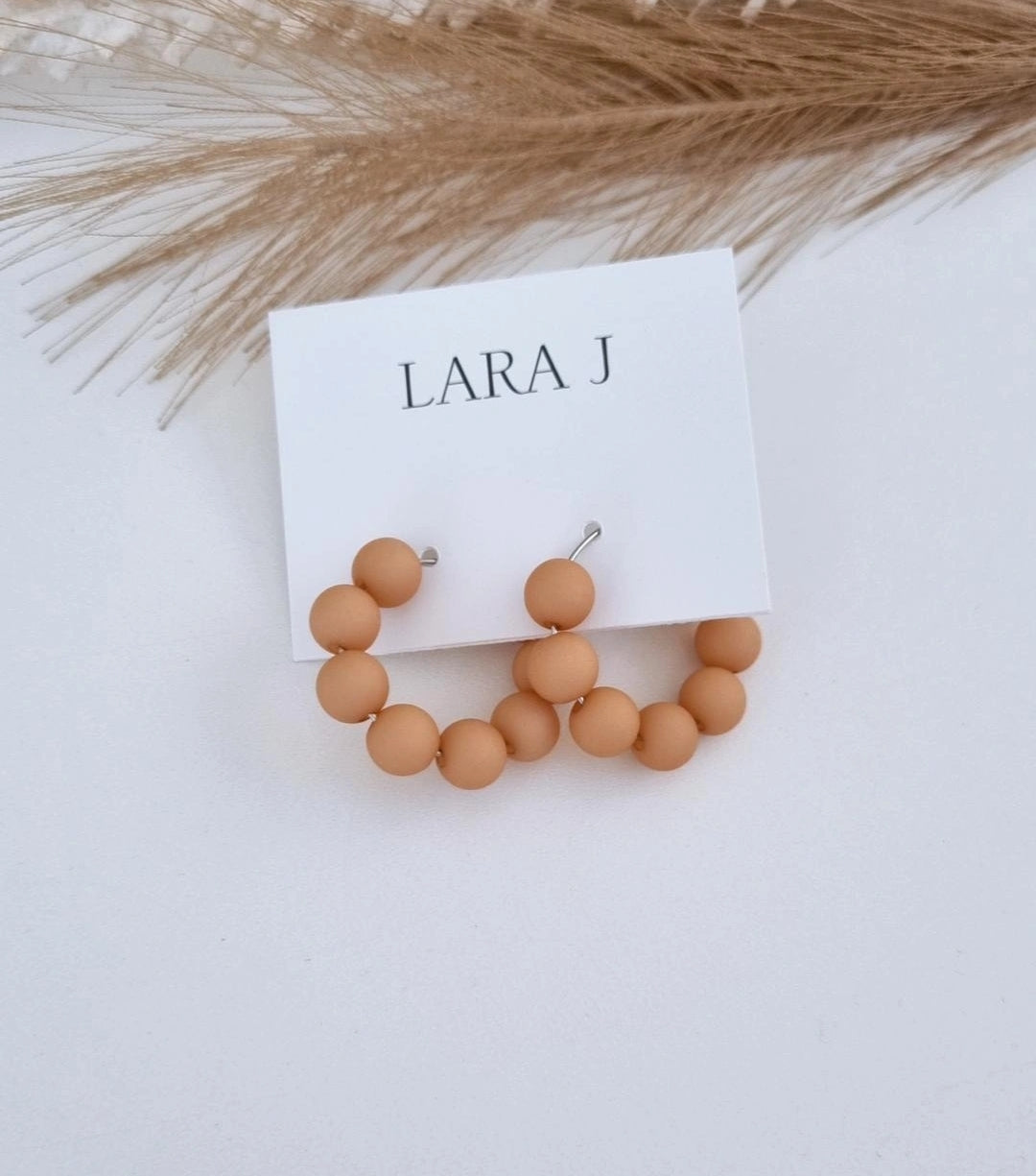 Regular Bead Hoop - Nude