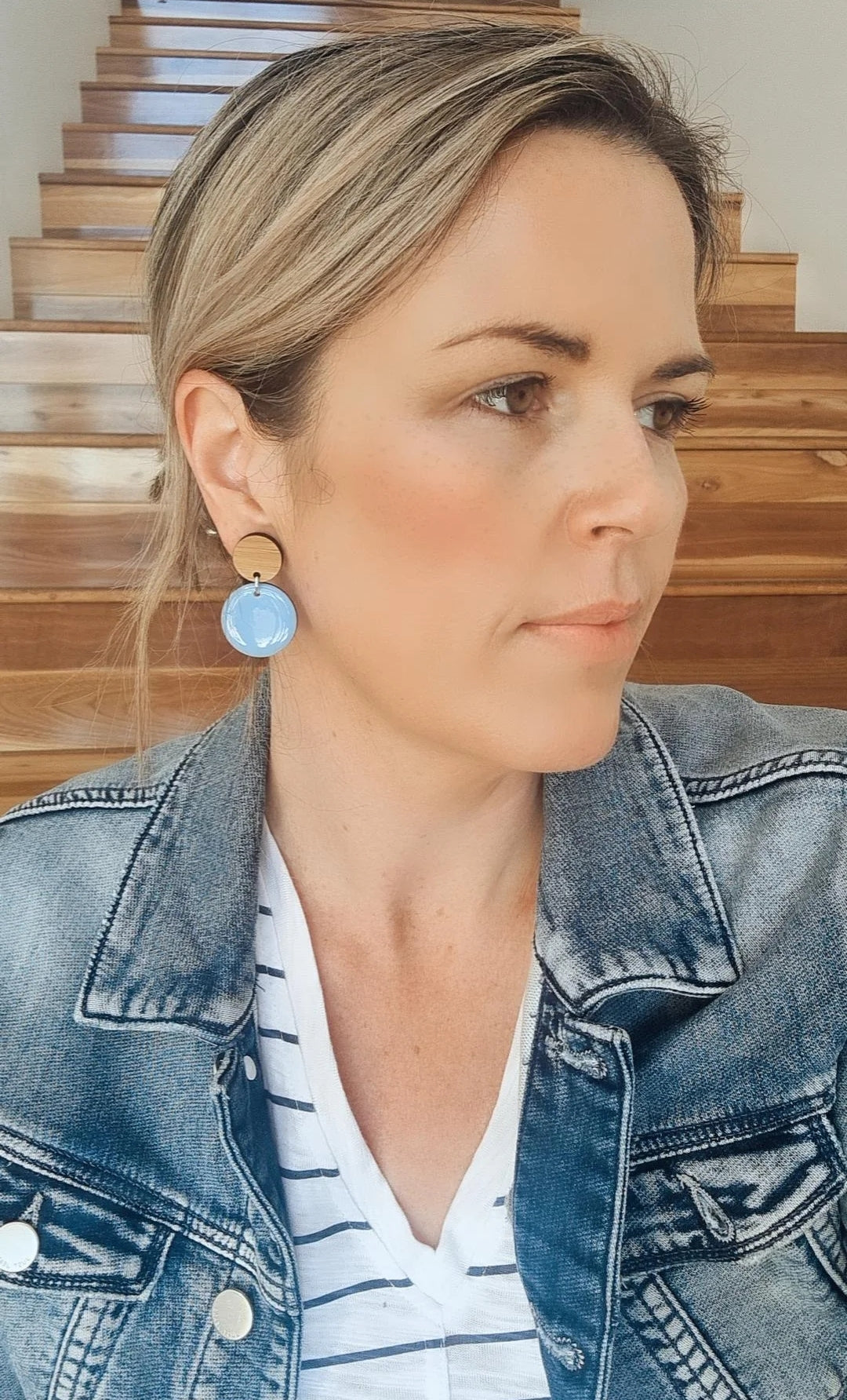 Petite Circle Dangle - Powder Blue