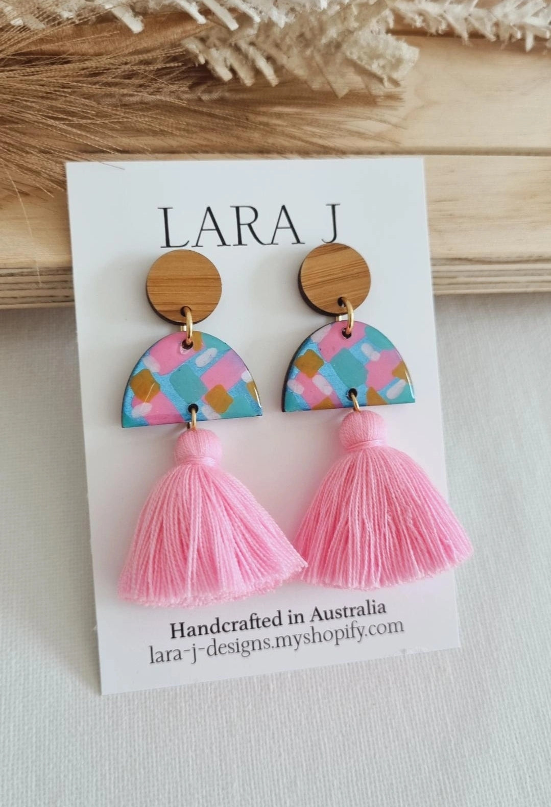 Hand Painted Tassel Dangle - Baby Pink