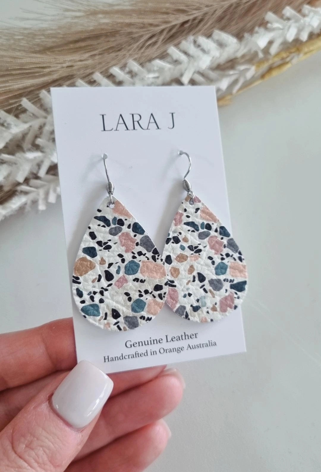 Marble Leather Earrings