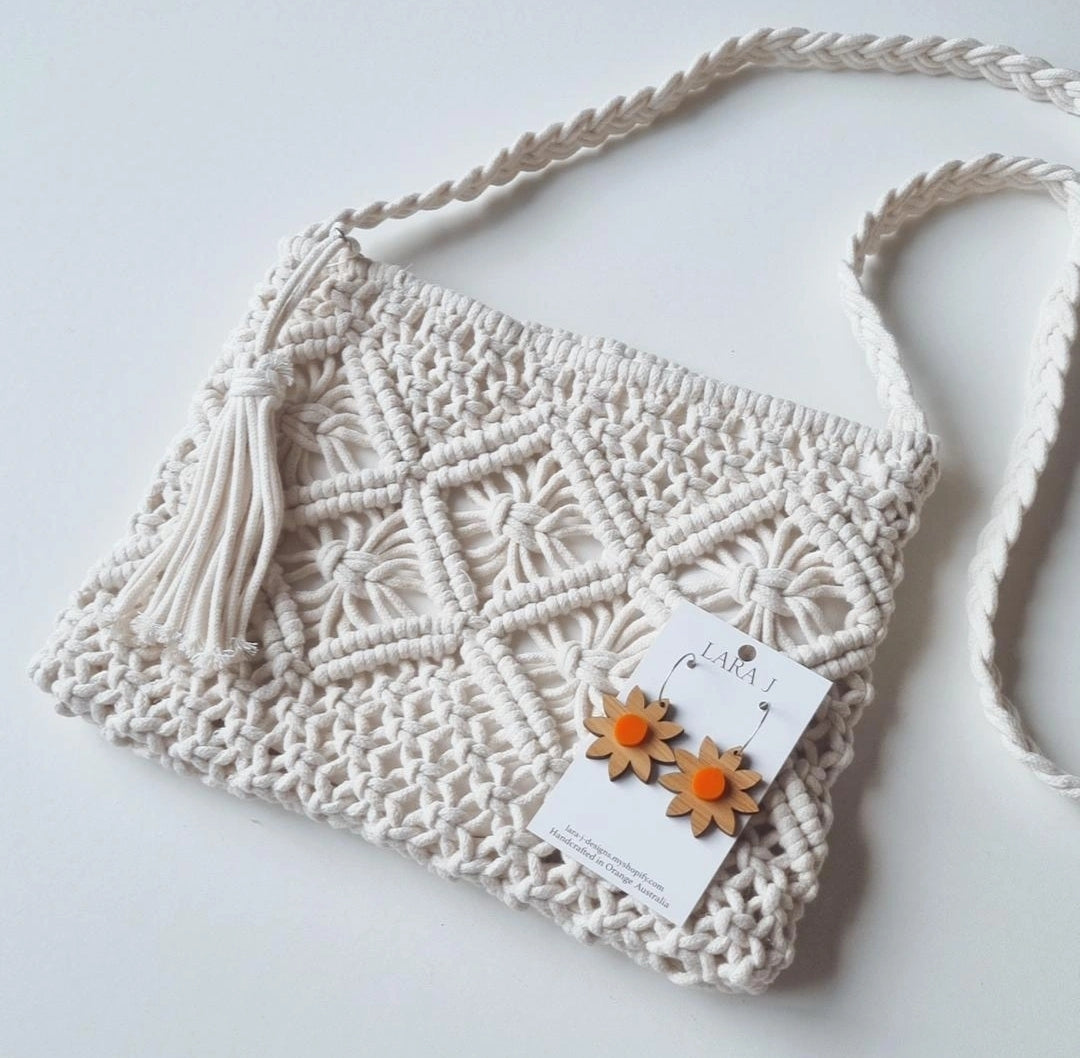 Macrame Bag Set - White #2