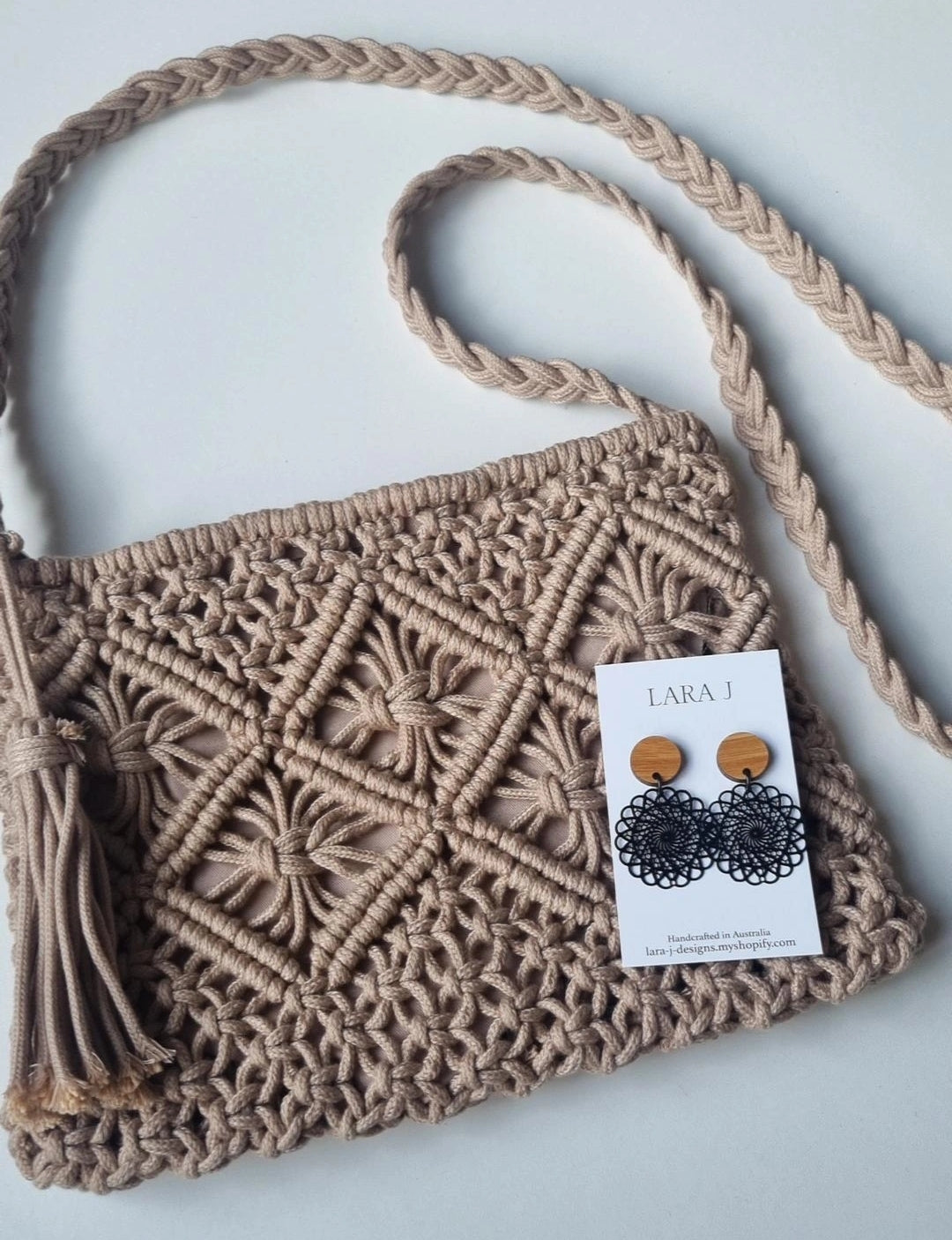 Macrame Bag Set - Latte #2