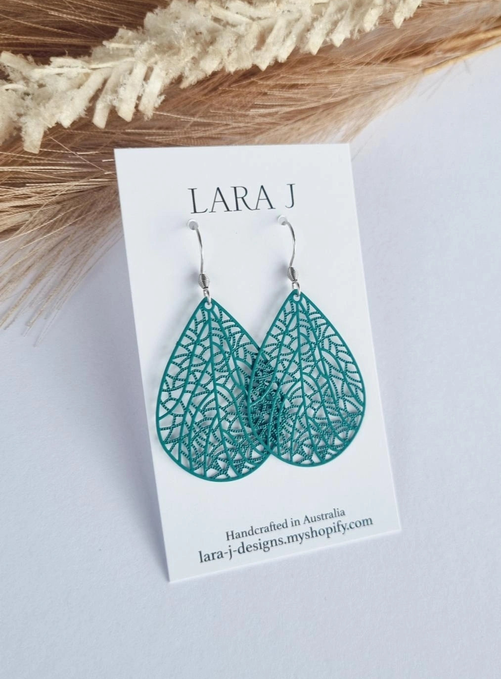 Tear Drop Dangles - Forest Green