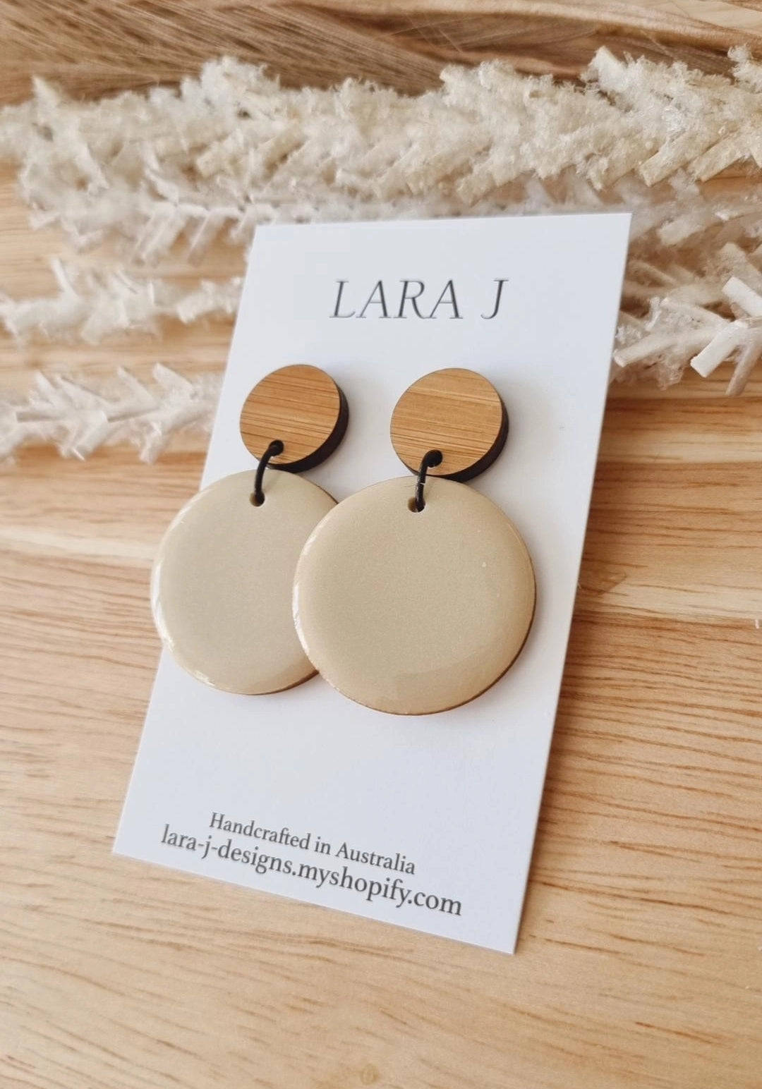 Resin Dangle - Latte- Bamboo Top