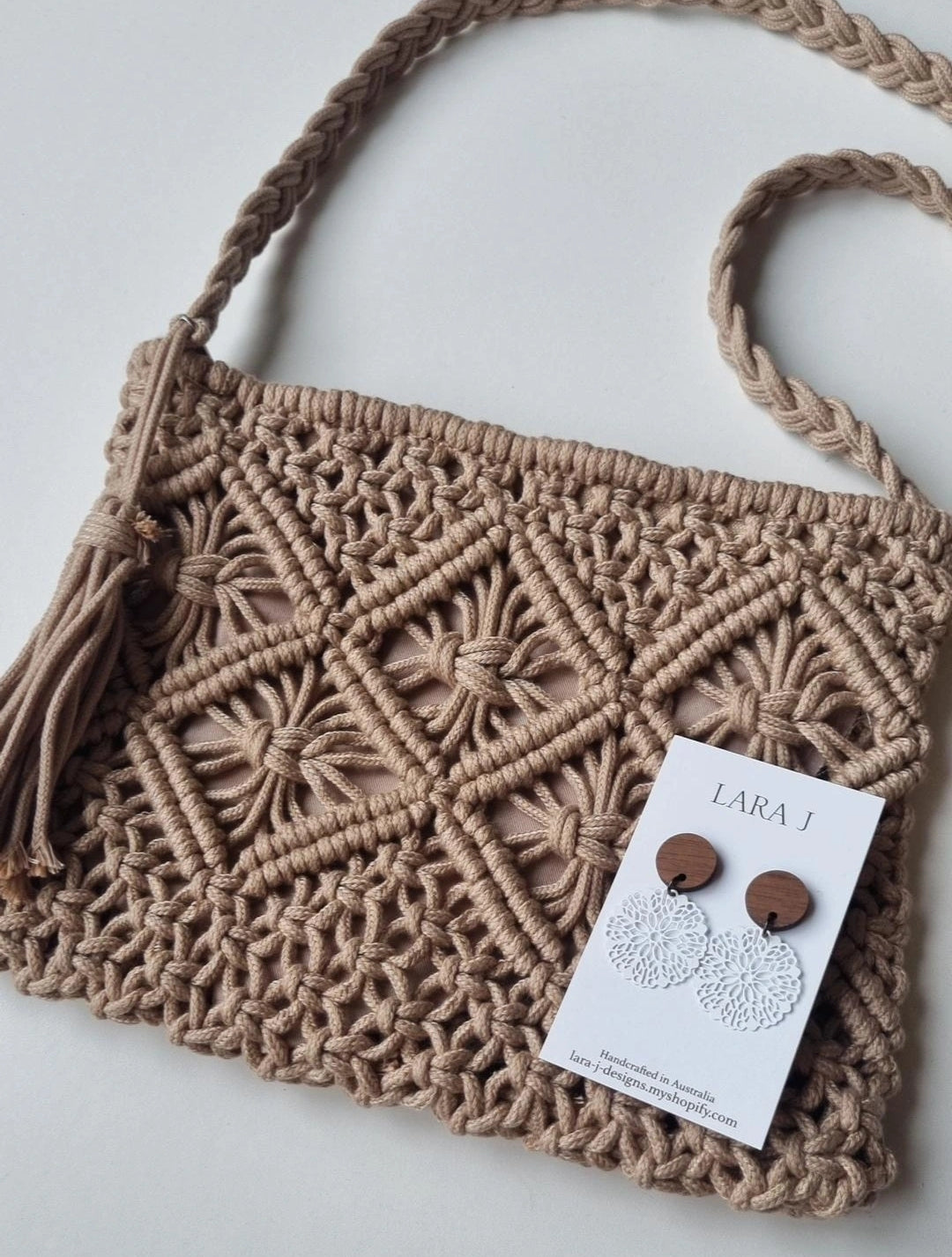 Macrame Bag Set - Latte #1