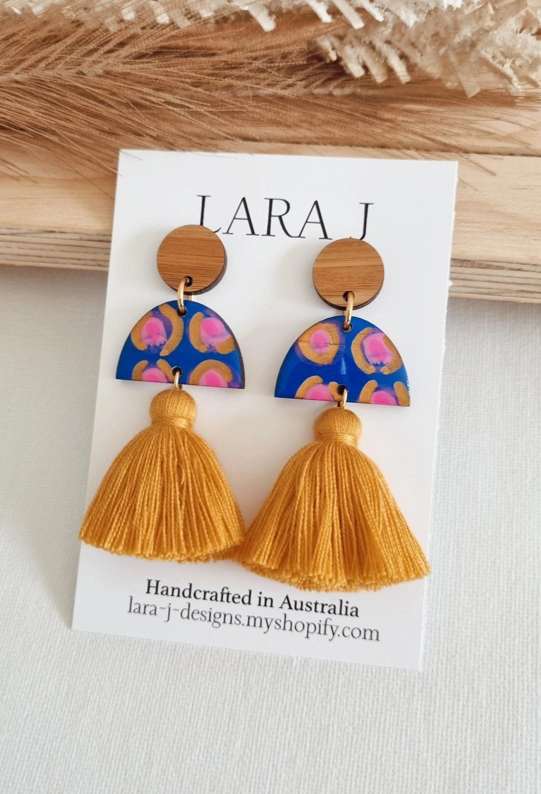 Hand Painted Tassel Dangle - Mustard