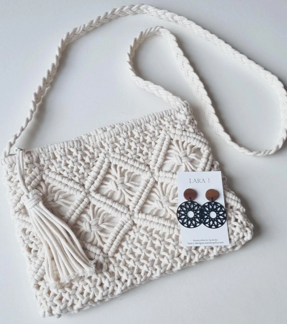 Macrame Bag Set - White #1