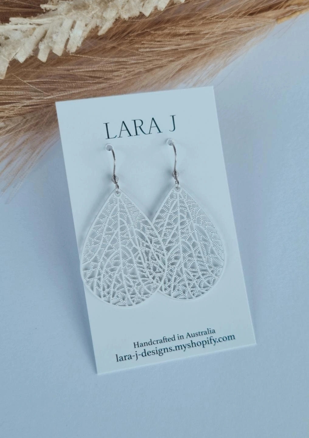 Tear Drop Dangles - White