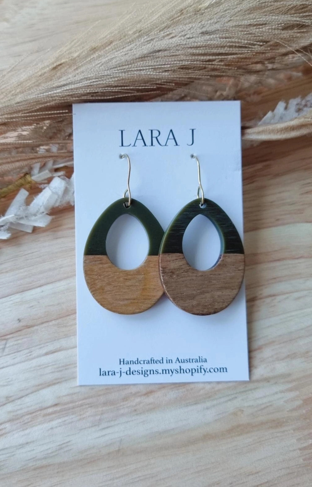 Wooden Tear Drop - Khaki