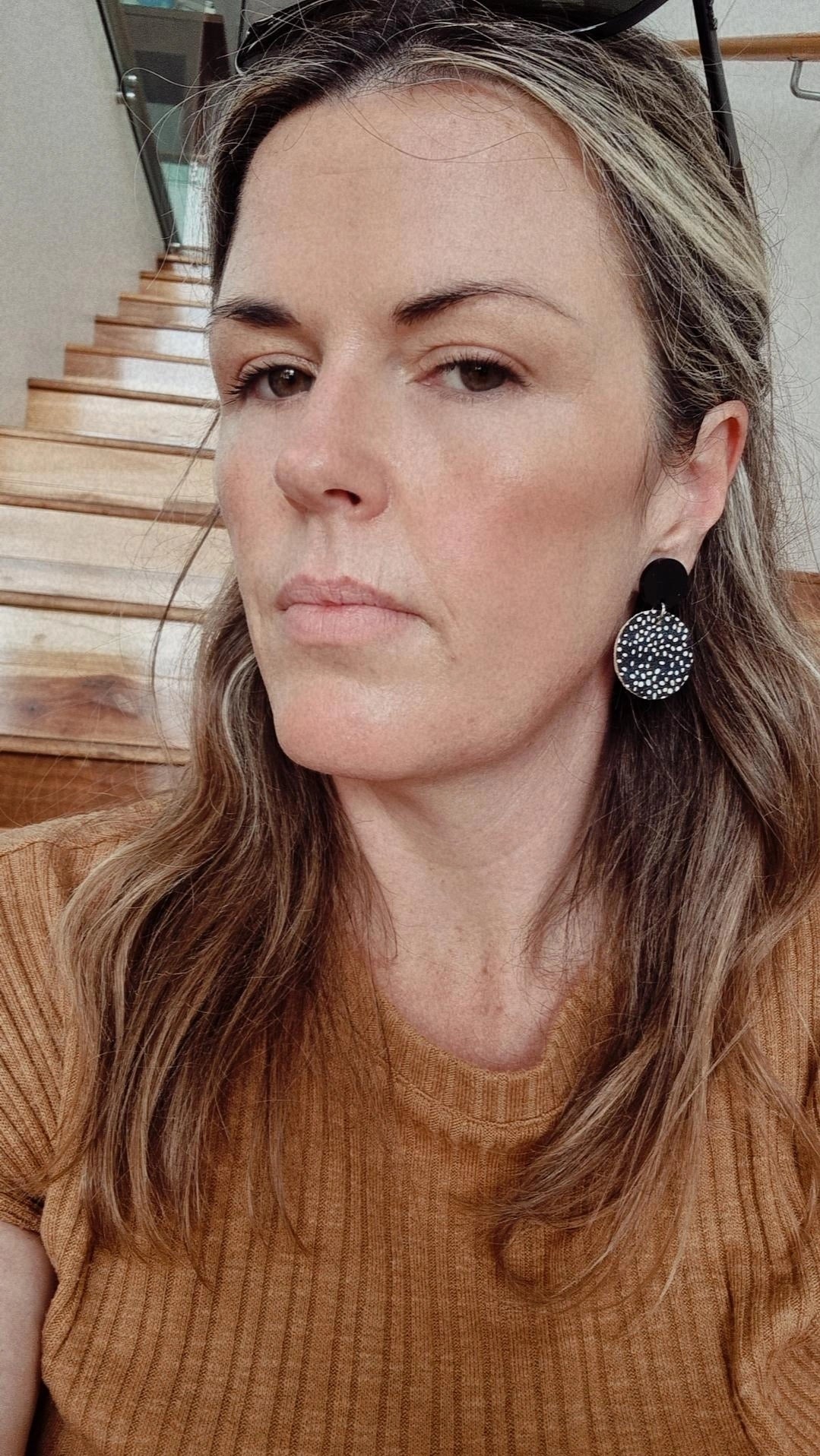 Small Evening Leather Dangles - Black Top