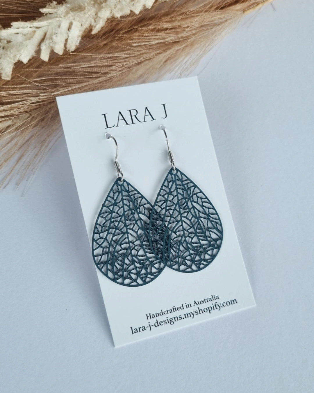 Tear Drop Dangles - Charcoal