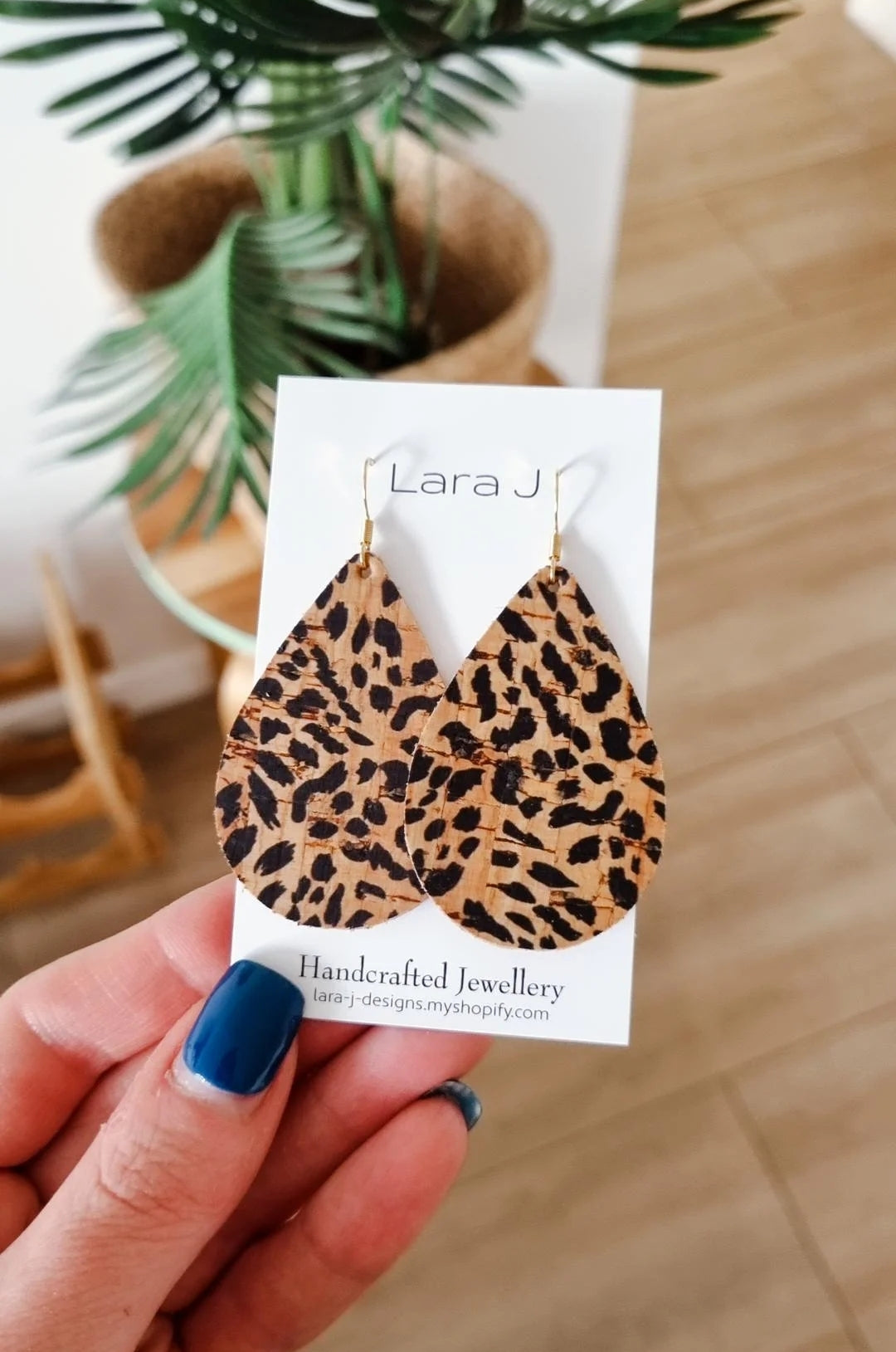 Cheetah Leather Drop Earrings