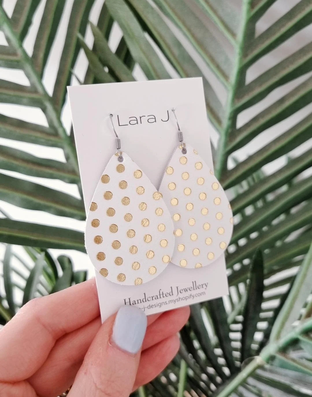 Belle - White Leather Earrings
