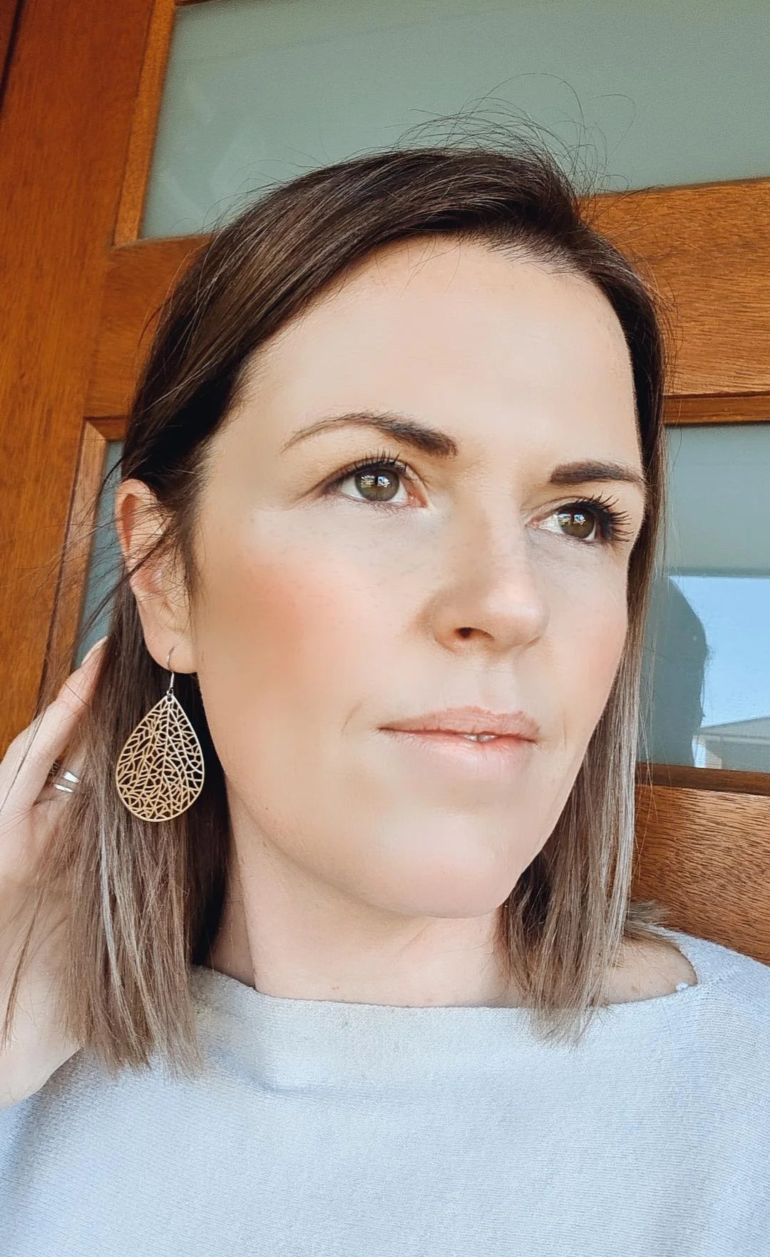Tear Drop Dangles - Tan