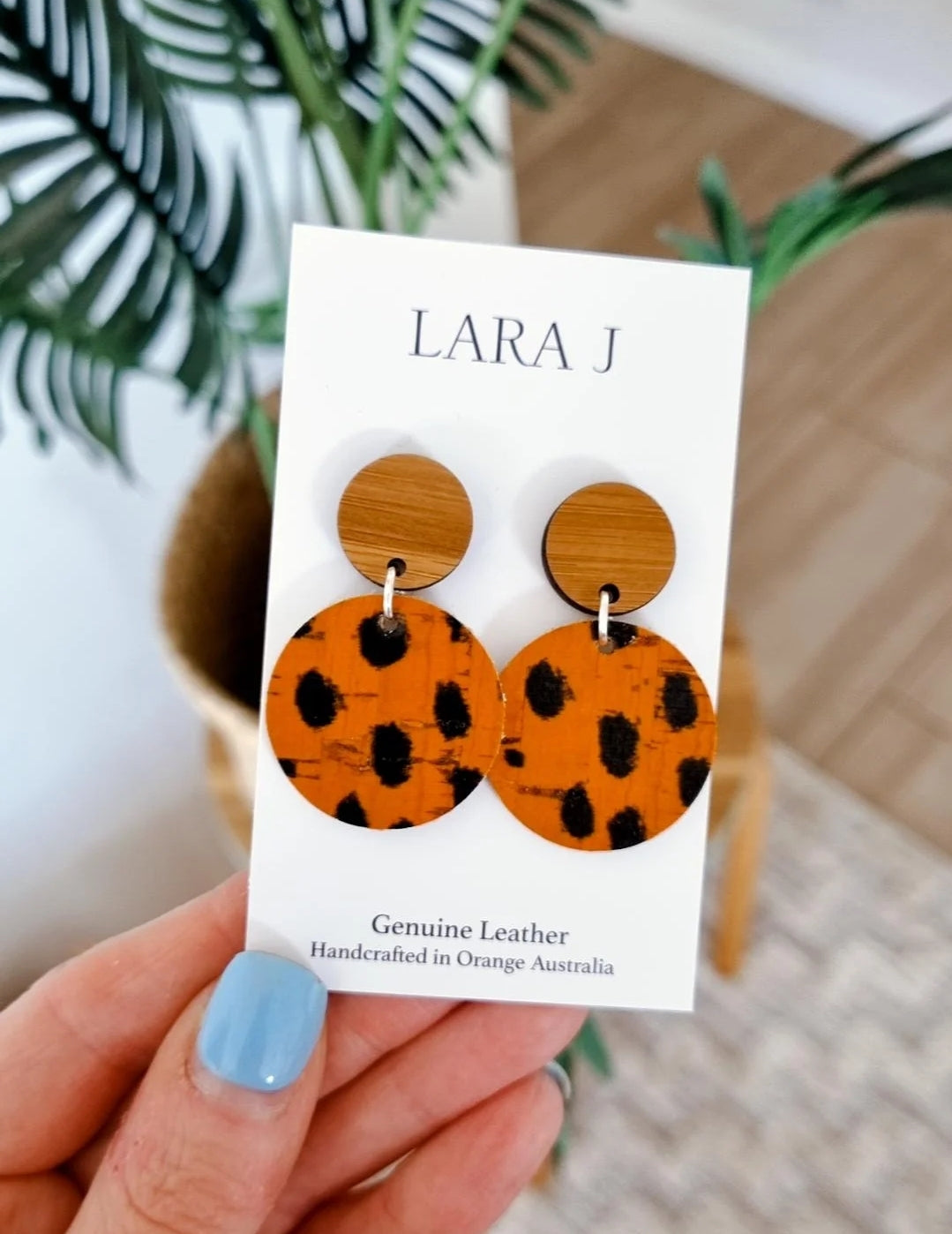 Earthy Cheetah Leather Dangles