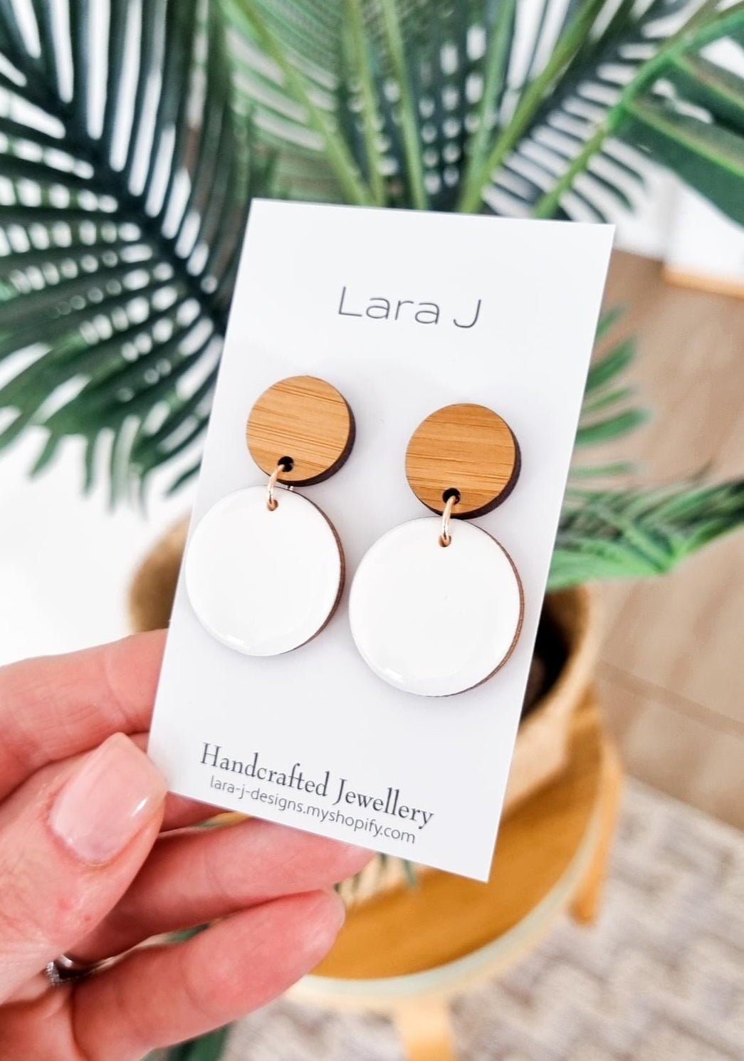 Petite Circle Dangle - White