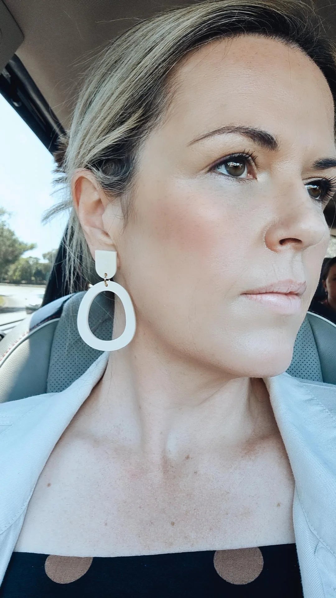 Irregular Circle Statement Dangles - Bone