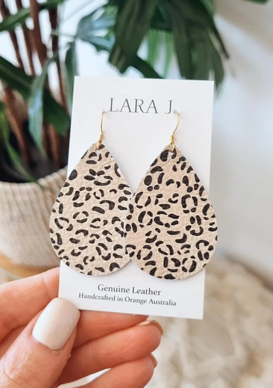 Neutral Animal Leather Earrings
