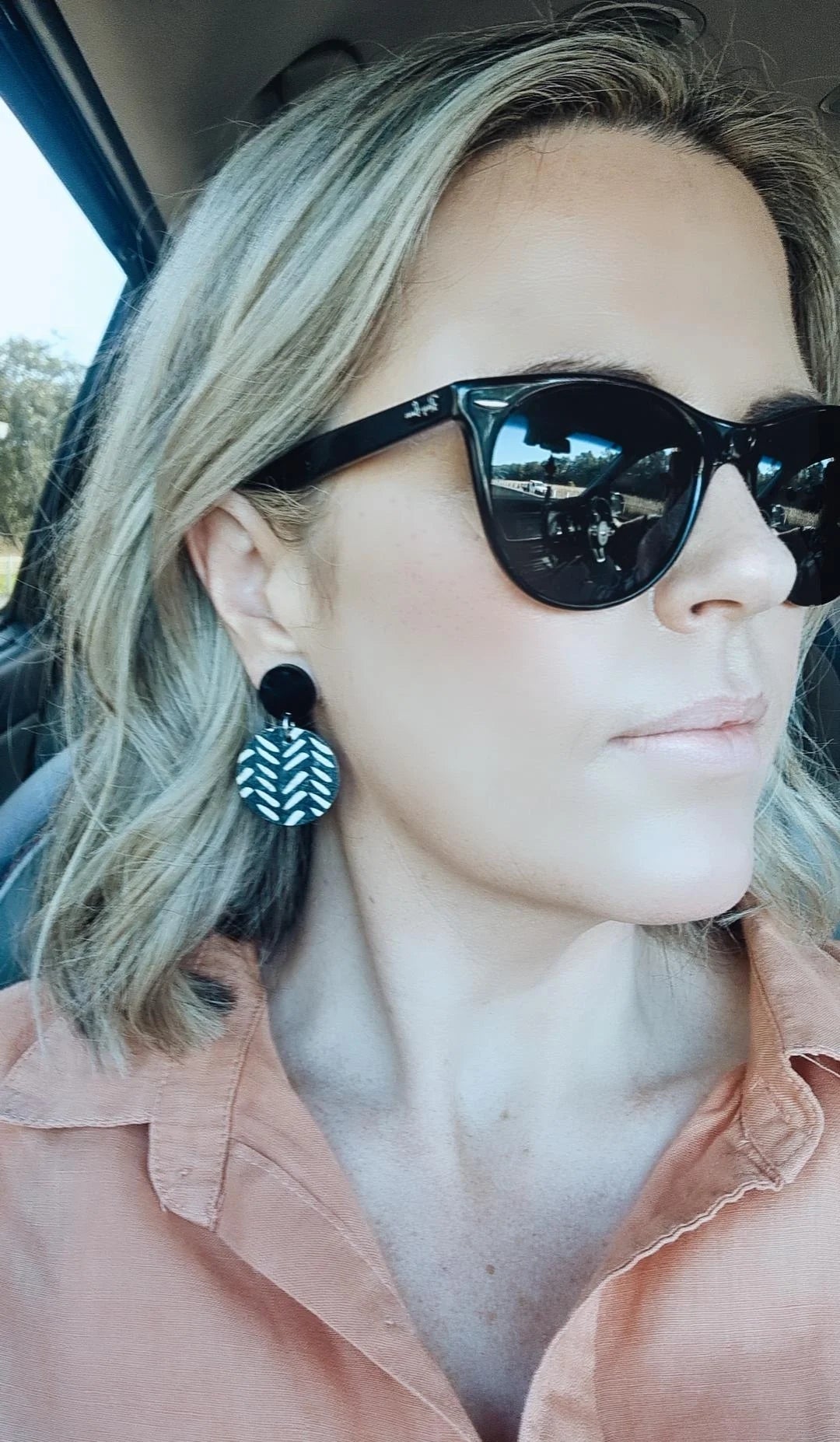 Small Tribal Leather Dangles - Black Top