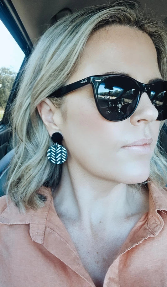 Small Tribal Leather Dangles - Black Top
