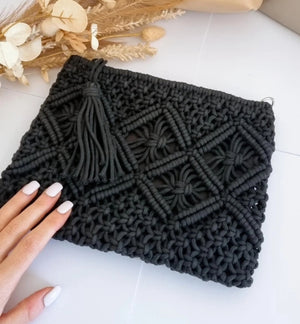 Macrame Clutch - Black