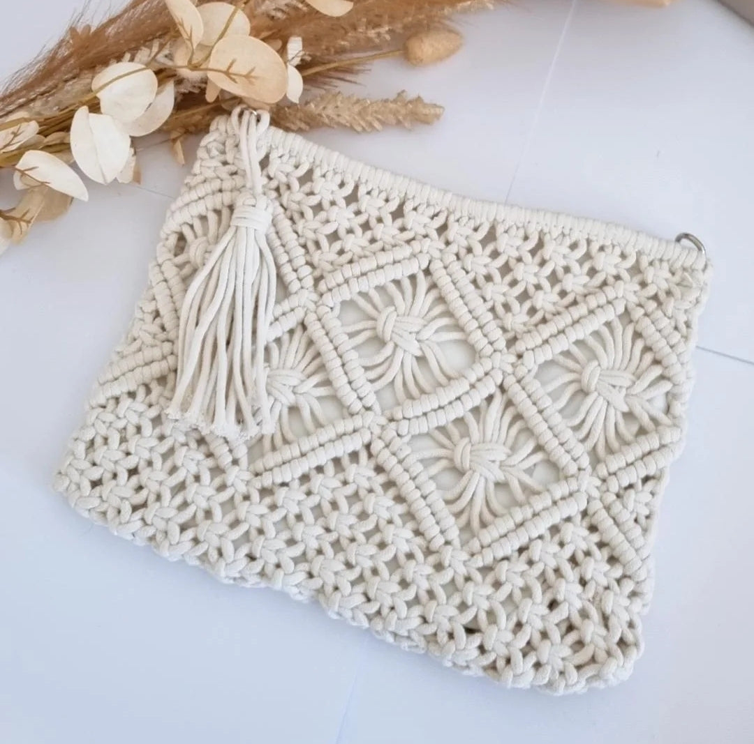 Macrame Clutch - White