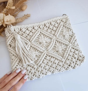 Macrame Clutch - White