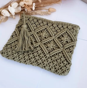 Macrame Clutch - Khaki