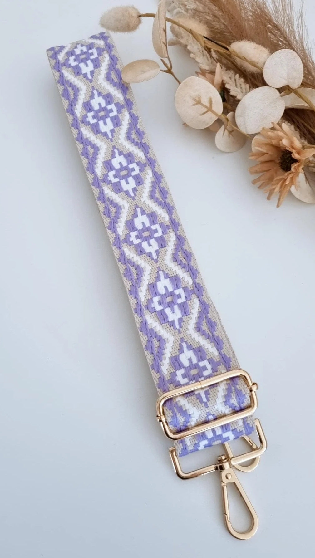 Bag Strap 6 - Lilac White & Bone (gold clasp)