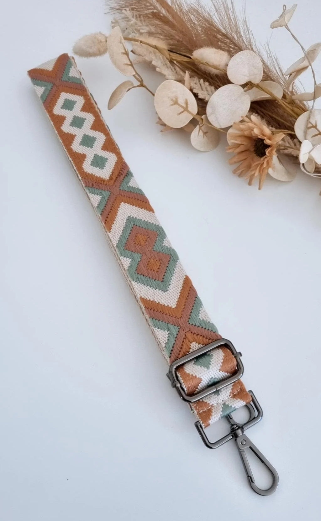 Bag Strap 4 - Tan Sage & Bone (black clasp)