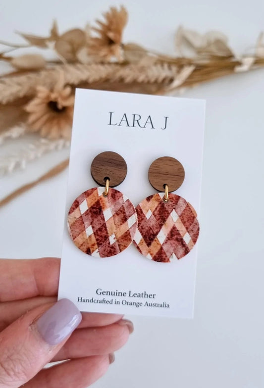 Autumn Leather Dangles - Walnut Top