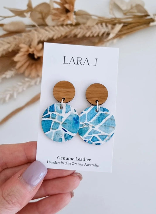 Ocean Leather Dangles - Bamboo Top