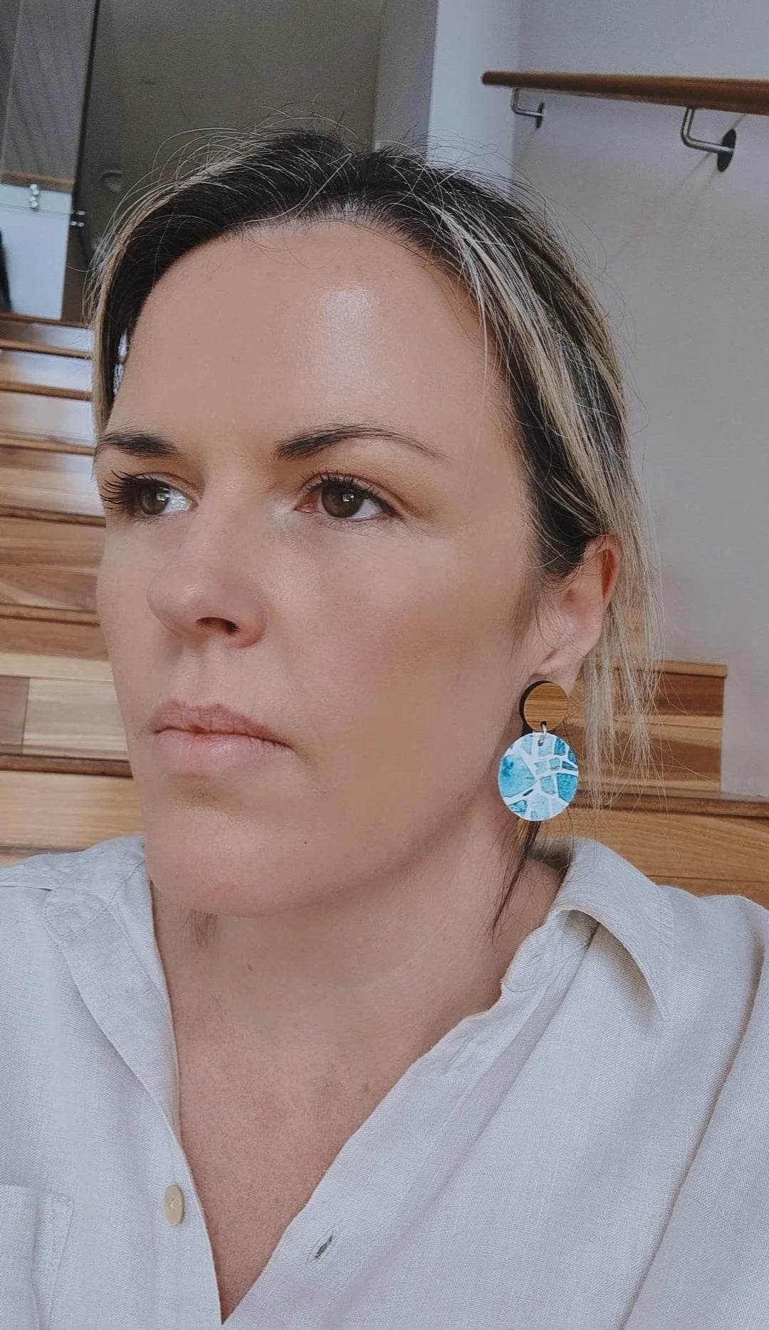 Ocean Leather Dangles - Bamboo Top