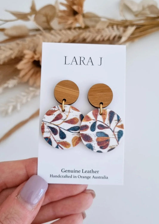 Nora Leather Dangles- Bamboo Top