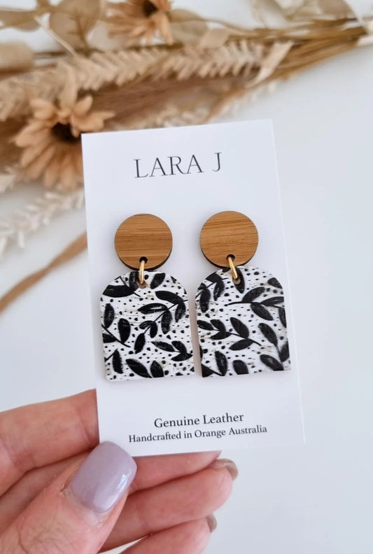 Monochrome Lead Arch Leather Dangles