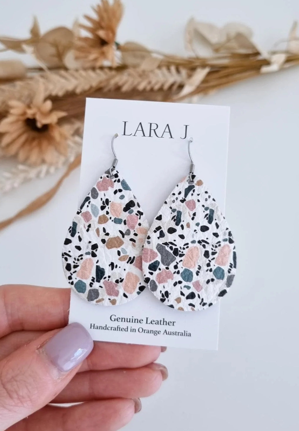 Marble Leather Earrings