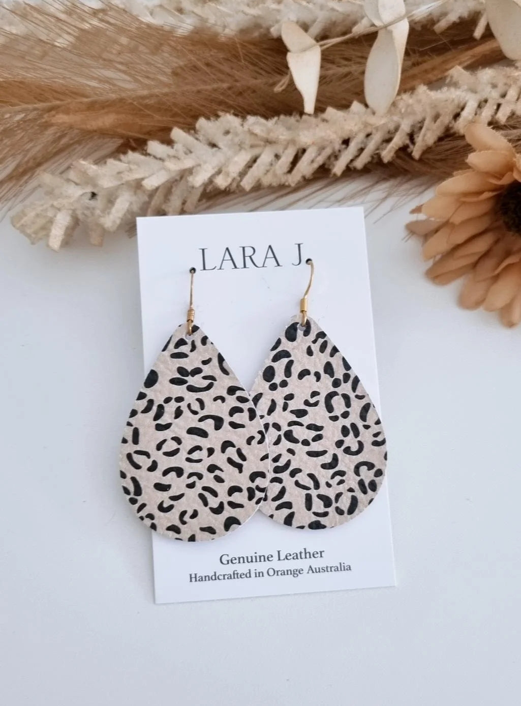 Neutral Animal Leather Earrings