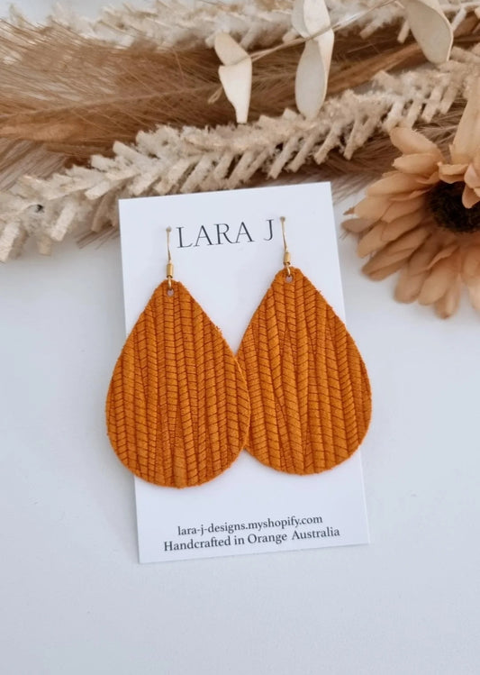 Burnt Orange Leather Earrings