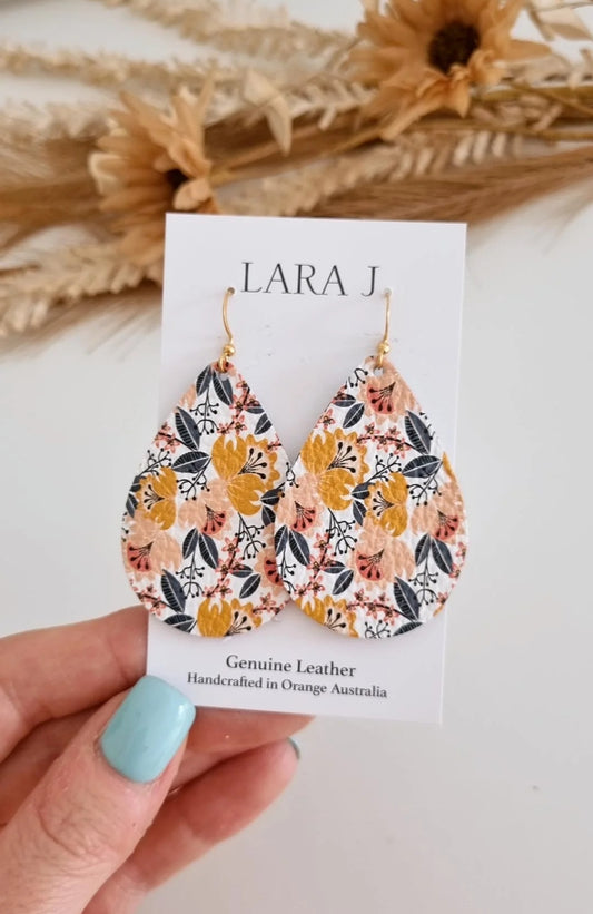 Autumn Floral Leather Earrings