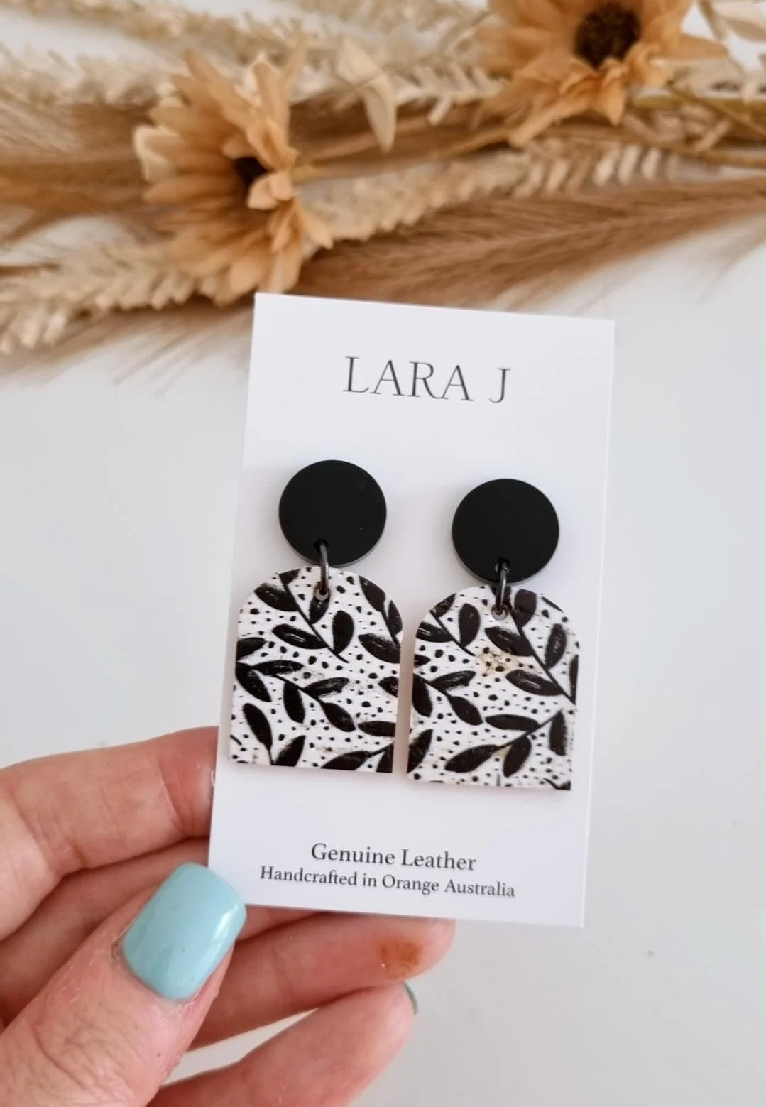 Mono Flower Arch Leather Dangles