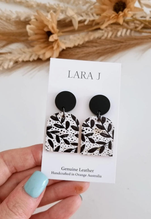 Mono Flower Arch Leather Dangles